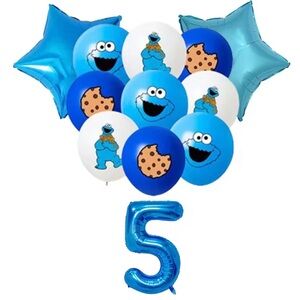 Cookie Monster Balloon Set 5th Birthday Sesame Street Set 21 count